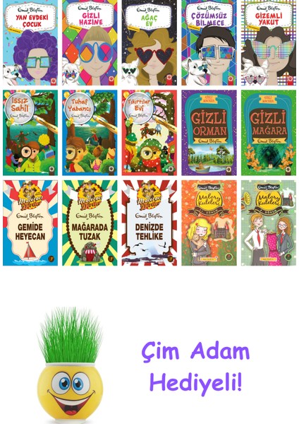 Enid Blyton 15 Kitap Seti + Çim Adam Hediye