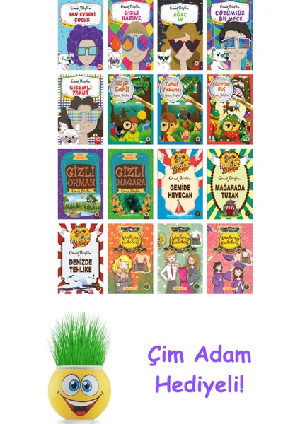 Enid Blyton 16 Kitap Seti + Çim Adam Hediye