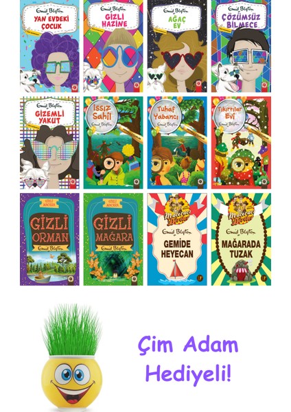 Enid Blyton 12 Kitap Seti + Çim Adam Hediye