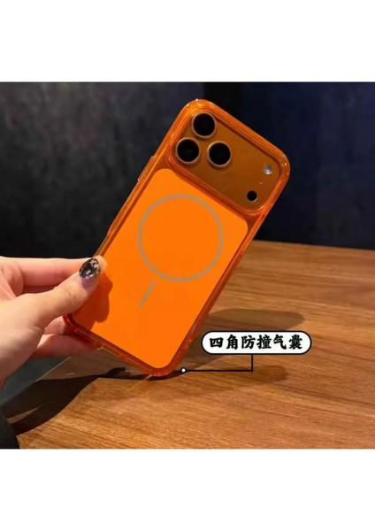 iPhone 17 Pro Max Kılıf Magsafe Wireless Şarj Desteği Şeffaf Kamera Buton Renkli Clear Crystal Dolgu indirimleri
