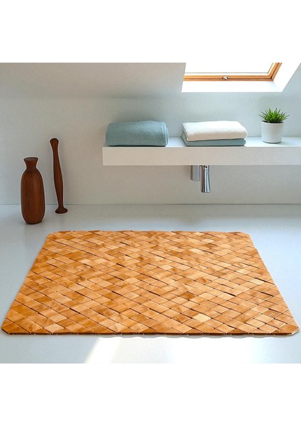 Bambu Kaydırmaz Lüx Banyo Paspası 73X46 cm Kahverengi