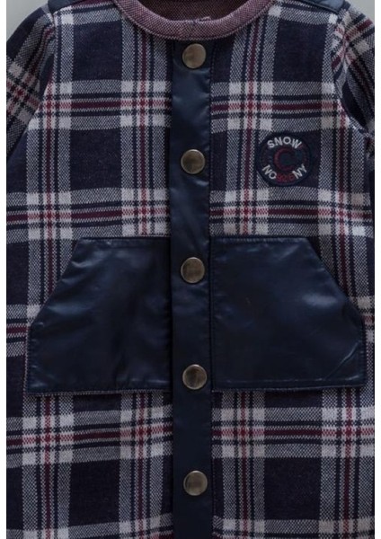 Erkek Bebek Ekose Desenli Patikli Tulum %100 Pamuk (1-12 Ay) Sonbahar / Kış fiyatları