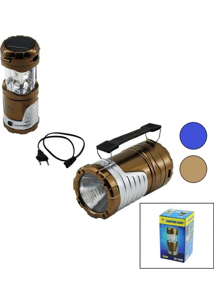 2ın1 1W+12LED Solar - Fiş Şarjlı Löküs Model Kamp Lamba Fener-Powerbankplastik Tutma Kulp (4887)