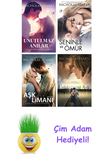 Nicholas Sparks 4 Kitap Seti + Çim Adam Hediye