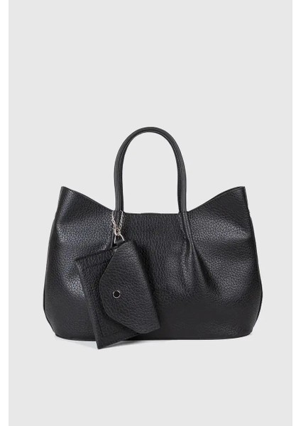 Kadın Omuz ve El Çantası Cüzdan Detaylı Siyah