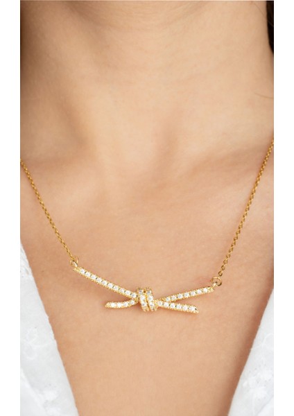 Taşlı Kurdele Model Kolye