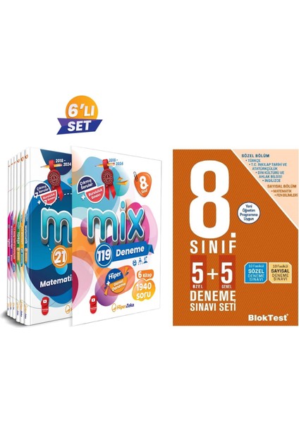 Tüm Dersler 8. Sınıf Mix 119 Deneme Set - Bloktest 8. Sınıf 5 + 5 Sözel Bölüm Deneme Sınavı