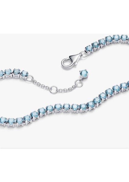 Gümüş Işıltılı Açık Mavi Tenis Bilekliği fiyatları