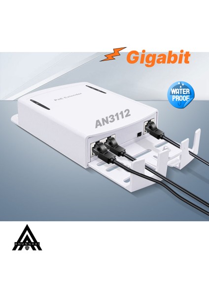 AN3112 Poe Extender 1 Giriş 2 Çıkış Gigabit Güç ve Veri Uzatıcı 25.5W Ip Kamera Ap Poe Repeater