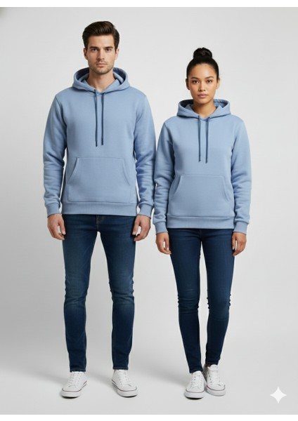 Unisex Içi Polarlı Kapüşonlu Sweatshirt