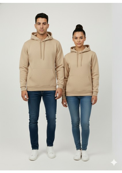Unisex Içi Polarlı Kapüşonlu Sweatshirt
