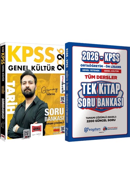 2026 Kpss Tarih Soru Bankası Tamamı Çözümlü Günay Göktaş + Ortaöğretim Ön Lisans Tek Kitap Soru