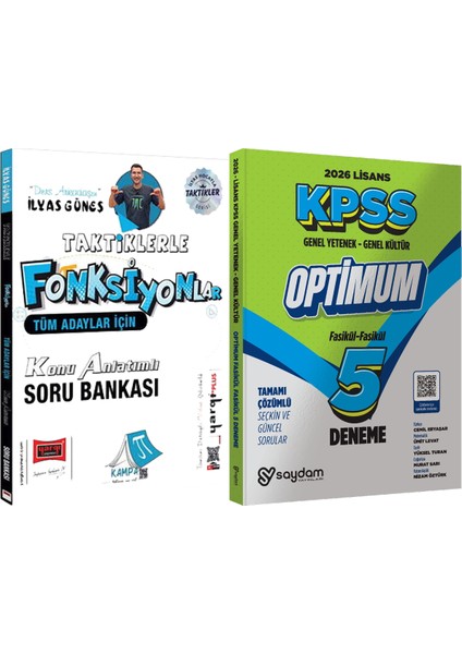 Tüm Adaylar Için Taktiklerle Fonksiyonlar Konu Anlatımlı Soru Bankası (Ilyas Güneş) + Lisans Optimum 5 Deneme
