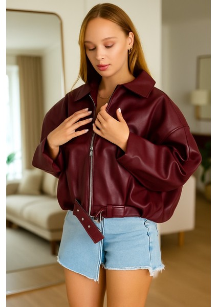 Pb Oversize Bomber Deri Ceket