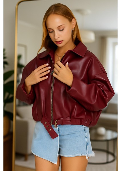 Pb Oversize Bomber Deri Ceket fiyatları
