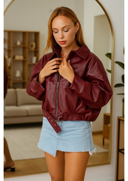 Pb Oversize Bomber Deri Ceket fırsatları