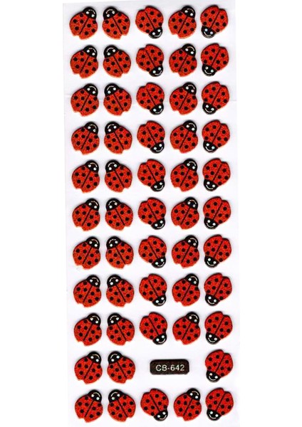 Sticker Kabartmalı Sticker Defter Planlayıcı Etiket (CB642) 16X7 Cm- Mini Uğur Böceği