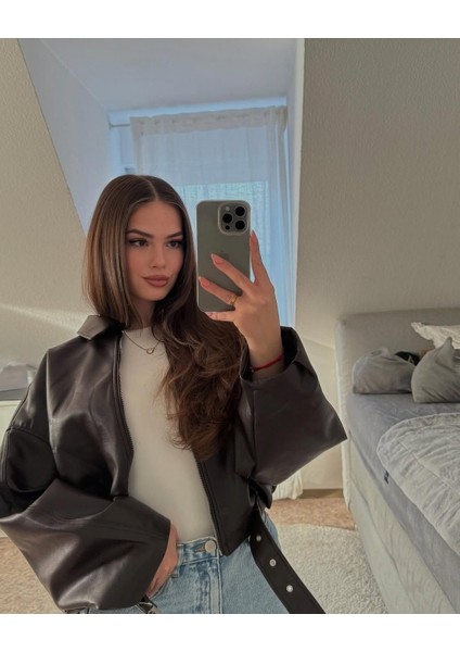 Pb Oversize Bomber Deri Ceket