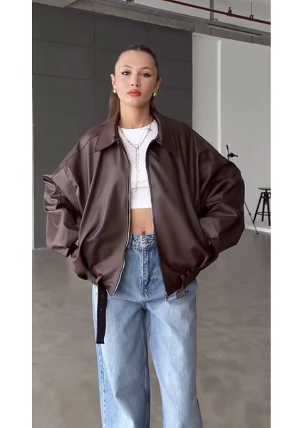 Pb Oversize Bomber Deri Ceket fiyatları