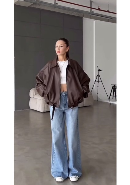 Pb Oversize Bomber Deri Ceket modelleri