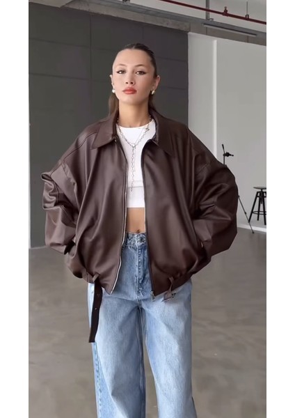 Pb Oversize Bomber Deri Ceket fırsatları