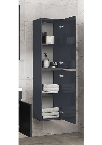 Viola1 Antrasit 140 cm Mdf Banyo Boy Dolabı--Hazır Kurulu fiyatları