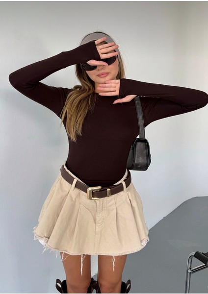 Kayık Yaka Parmak Geçirmeli Modal Kumaş Bluz fiyatları