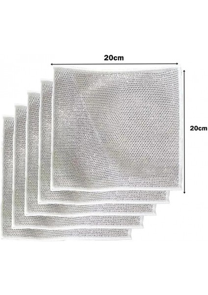 5 Adet Çok Fonksiyonlu Çizmeyen Tel Bulaşık Bezi Bulaşık Havlusu Bulaşık Temizlik Ovma Bezi (4887)