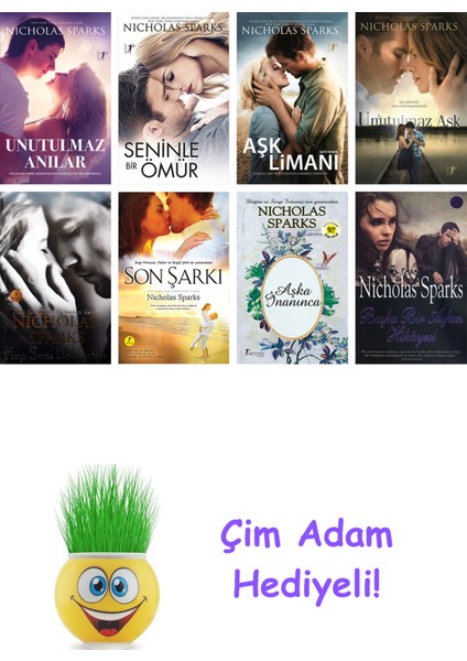 Nicholas Sparks 8 Kitap Seti + Çim Adam Hediye