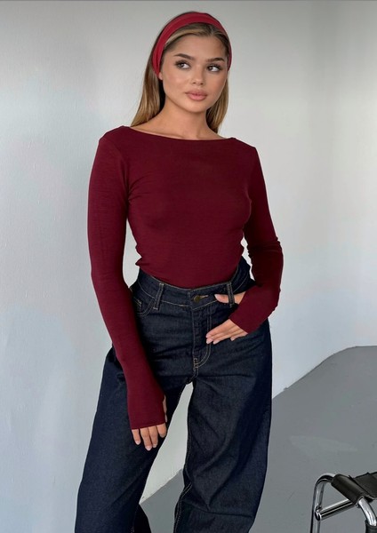 Kayık Yaka Parmak Geçirmeli Modal Kumaş Bluz indirimleri