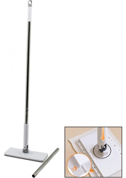 Otomatik Bez Değiştiren Mop Sap Çek=bez Bırak - Sap It=bez Tut 360° BAŞLIK=9.5X25CM- SAP:115CM (4887)