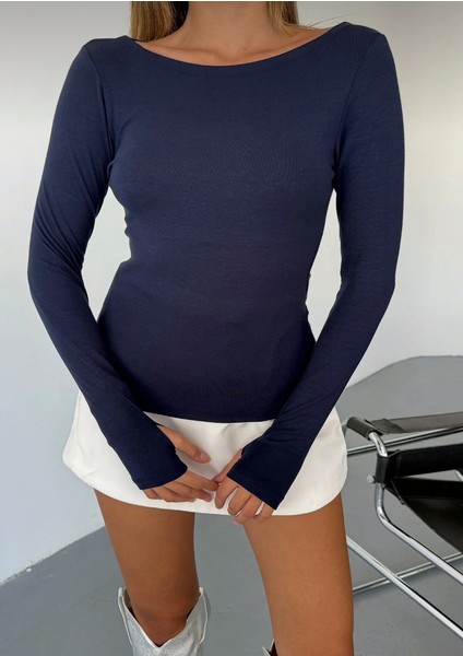 Kayık Yaka Parmak Geçirmeli Modal Kumaş Bluz indirimleri