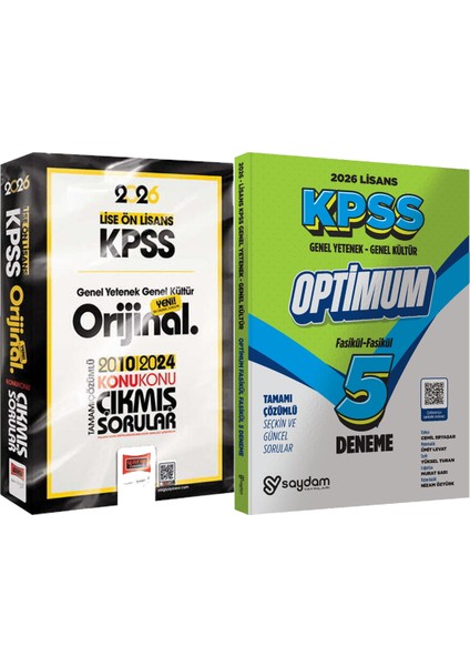 2026 Kpss Lise-Ön Lisans Orijinal 2010-2024 Konu Konu Çıkmış Sorular + Lisans Optimum 5 Deneme