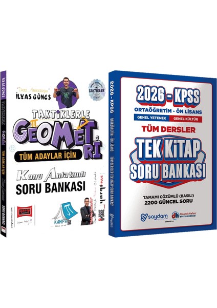 Tüm Adaylar Için Taktiklerle Geometri Konu Anlatımlı Soru Bankası (Ilyas Güneş) + Ortaöğretim Ön Lisans Tek Kitap Soru