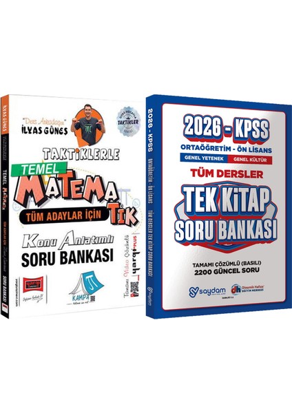 Tüm Adaylar Için Taktiklerle Temel Matematik Konu Anlatımlı Soru Bankası (Ilyas Güneş) + Ortaöğretim Ön Lisans Tek Kitap Soru