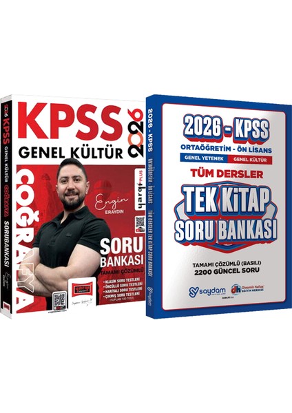 2026 Kpss Coğrafya Soru Bankası Tamamı Çözümlü Engin Eraydın + Ortaöğretim Ön Lisans Tek Kitap Soru