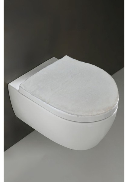 Yumuşak Peluş Krem Klozet Kapak Örtüsü, Şık ve Konforlu Banyo Aksesuarı