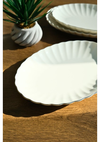 Bone Luz Form Kayık Tabak Seti Platin 3 Parça indirimleri