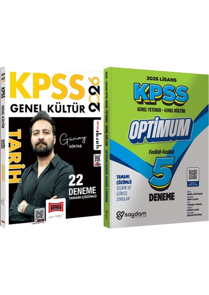 2026 Kpss Tarih 22 Deneme Günay Göktaş + Lisans Optimum 5 Deneme
