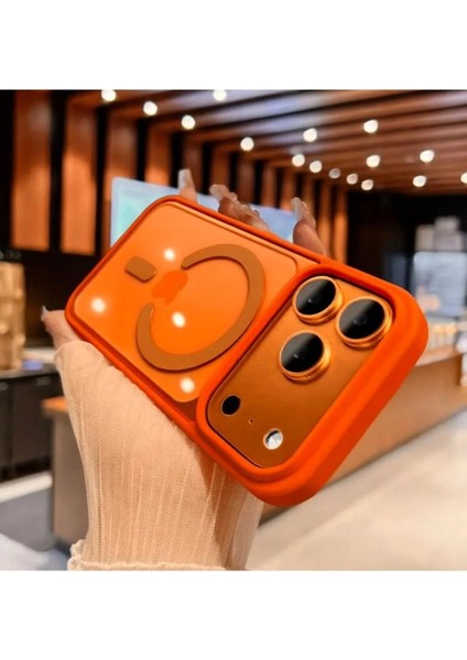 iPhone 17 Pro Max Kılıf Magsafe Wireless Kablosuz Şarj Destekli Kenar Renkli Arkası Şeffaf Clear