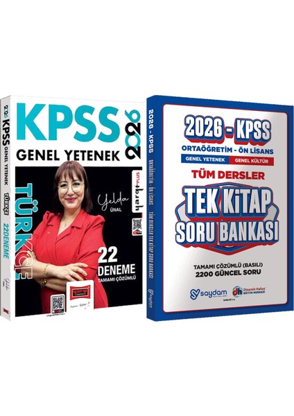 2026 Kpss Türkçe 22 Deneme Yelda Ünal + Ortaöğretim Ön Lisans Tek Kitap Soru