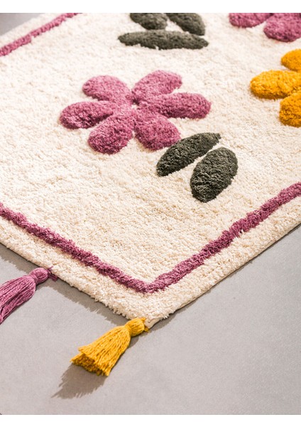 Renkli Çiçek Nakışlı Banyo Paspası 50X80 Cm, Şık ve Yumuşak Dokunuş. fiyatları