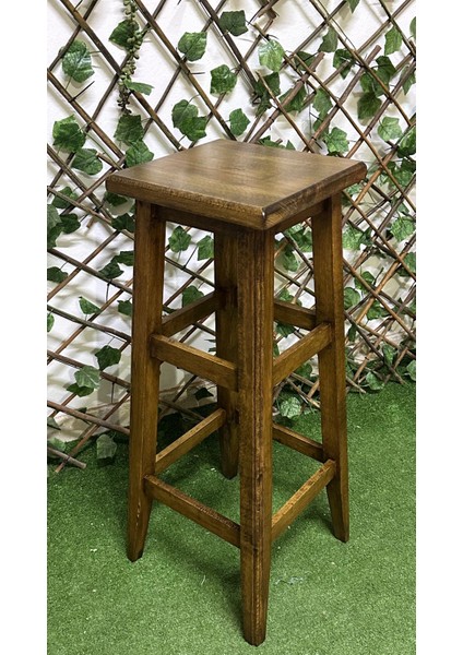 -Kare Bar Tabure-Ahşap Tabure-80 cm -1 Adet