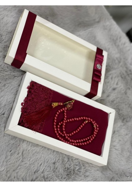 Bordo Mevlüt Örtüsü, Baş Örtüsü, İğne Oyası, Namaz Örtüsü Ve Tesbih