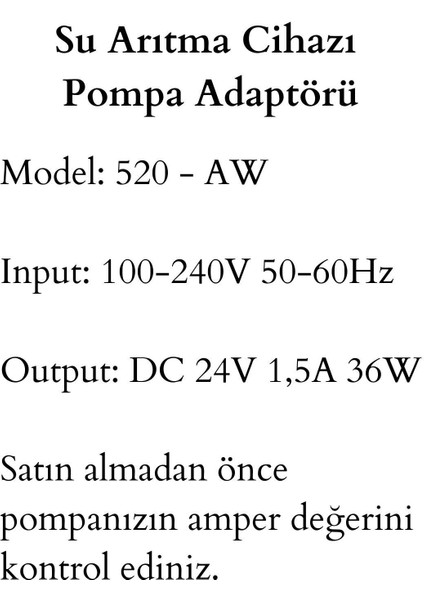 Kapalı Kasa Su Arıtma Cihazı Adaptörü 24V 1,5A modelleri