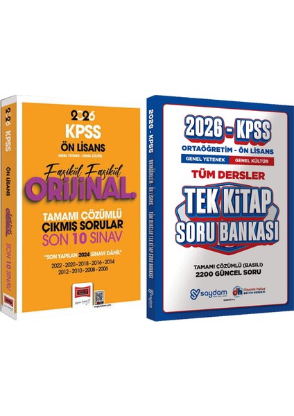 2026 Kpss Ön Lisans Fasikül Fasikül Orijinal Çözümlü Çıkmış Son 10 Sınav + Ortaöğretim Ön Lisans Tek Kitap Soru