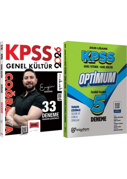 2026 Kpss Coğrafya 33 Deneme Engin Eraydın + Lisans Optimum 5 Deneme
