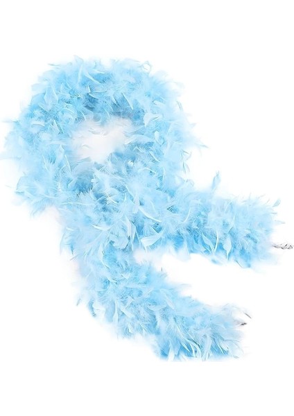 Açık Mavi Renk Kabarık Kalın Otriş Boa Tüy 6 cm Genişlik 180-200 cm Uzunluk - Lisinya