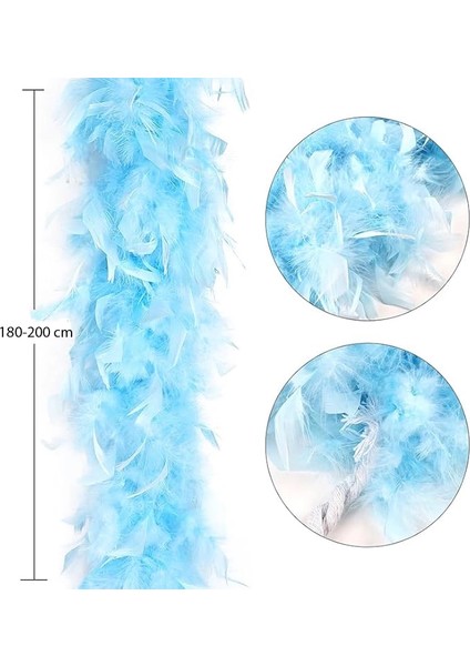 Açık Mavi Renk Kabarık Kalın Otriş Boa Tüy 6 cm Genişlik 180-200 cm Uzunluk - Lisinya fiyatları