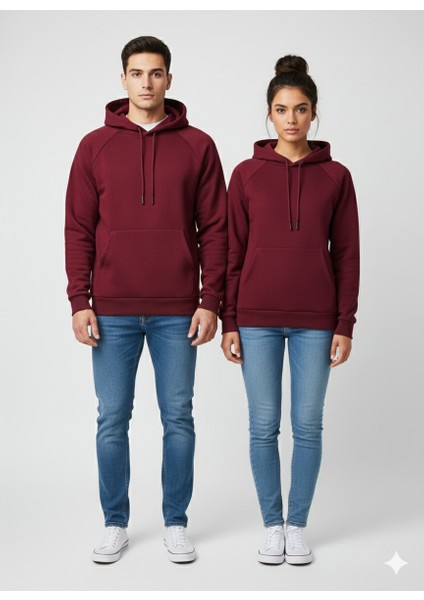 Unisex Içi Polarlı Kapüşonlu Sweatshirt